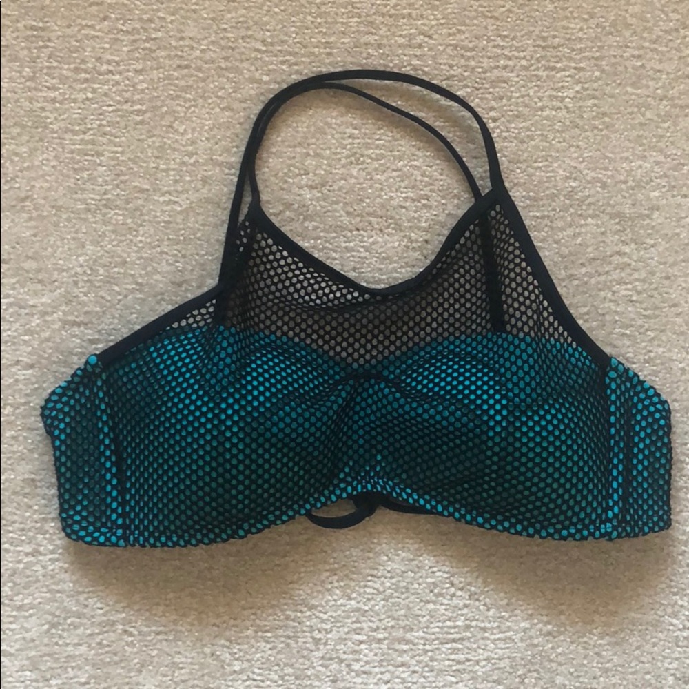 Teal and mesh bikini top